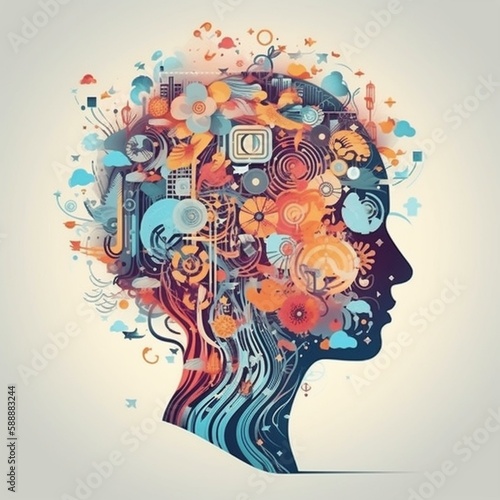 Illustration concept of a creative mind. Generative AI Generative AI