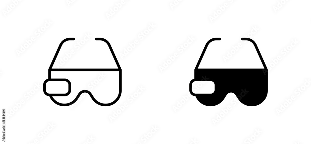Google glass, smart glasses with camera and screen icon outline flat icon for apps icon vector on white background Google glass, smart glasses with camera and screen icon outline flat icon for apps icon vector on white background
