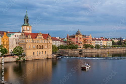 Vltava river in the center of Prague, Czech Republic