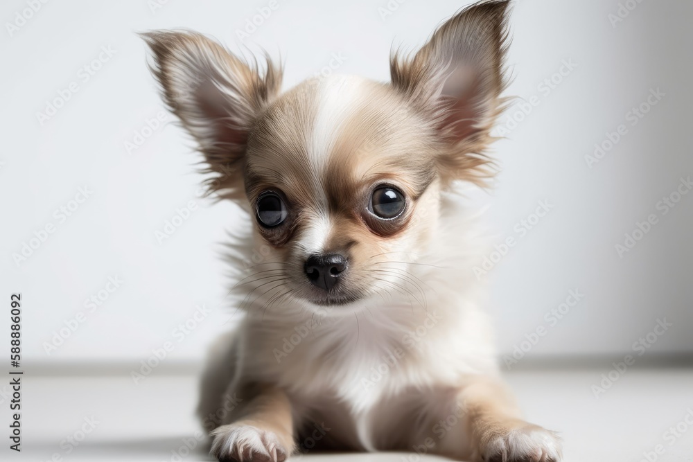 Chihuahua puppy dog portrait on white. Generative AI