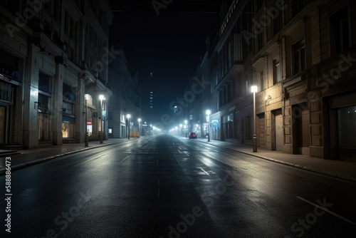 old street in the night - Illustration created with generative ai © Rieth