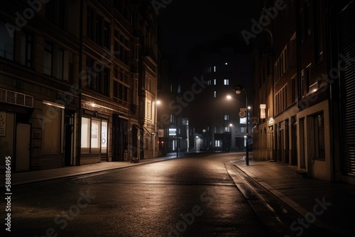 old street in the night - Illustration created with generative ai