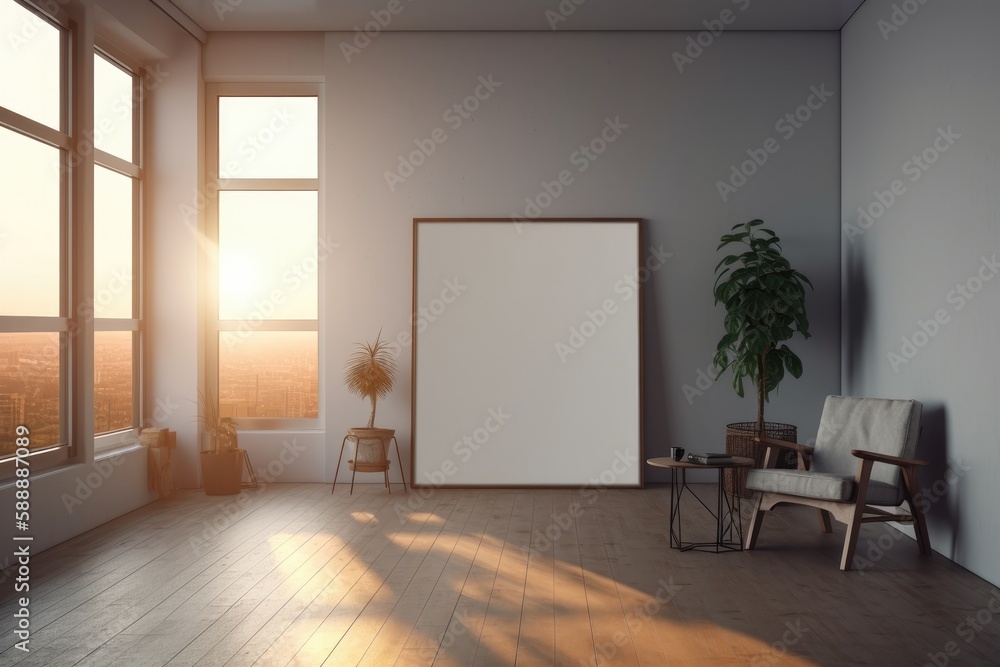 modern living room - Illustration created with Generative AI modern living room - Illustration created with Generative AI