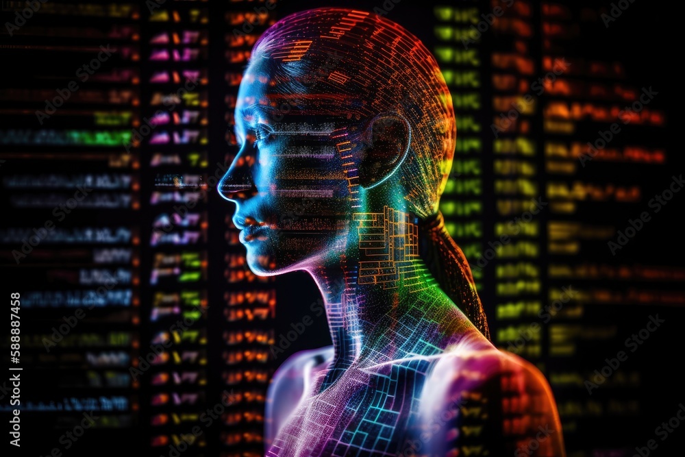 Illustration of a human body and futuristic dna representation - Created With generative ai Illustration of a human body and futuristic dna representation - Created With generative ai