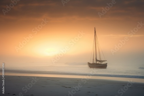 sailboat at sunset - Illustration created with Generative AI © Rieth