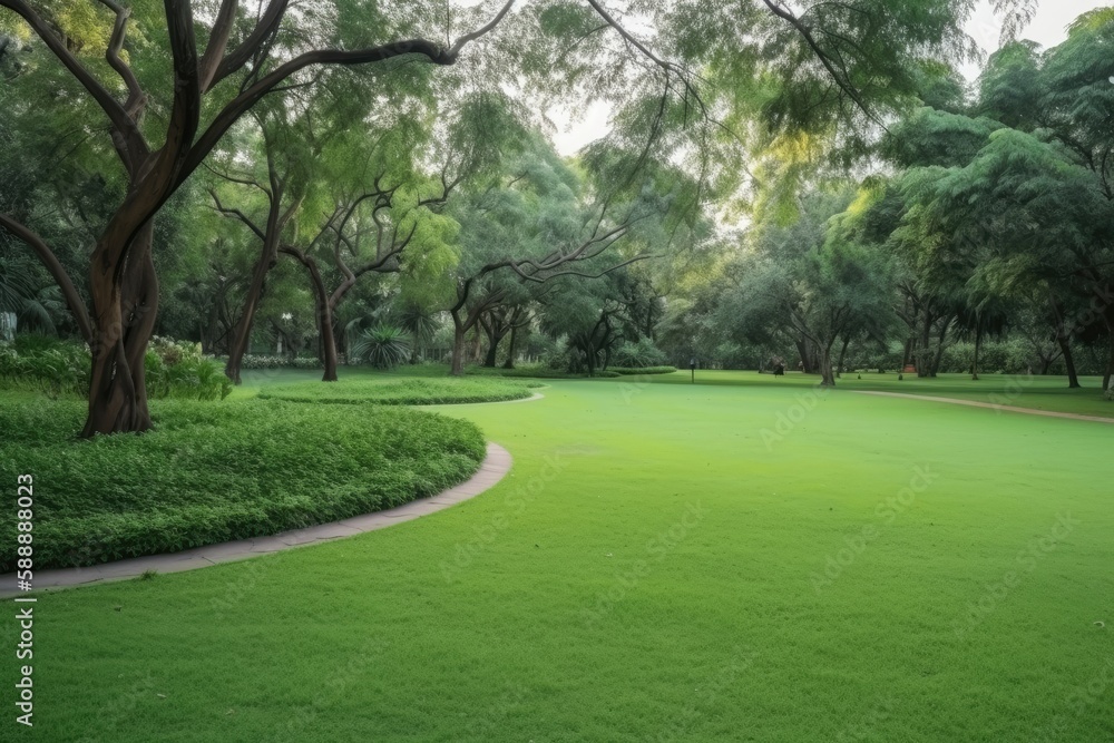 Obraz premium grass path in the park - Created with generative ai