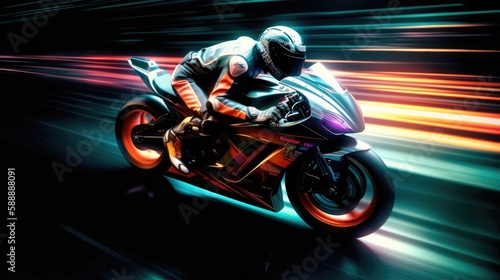 motorcycle in motion - Illustration created with Generative ai 