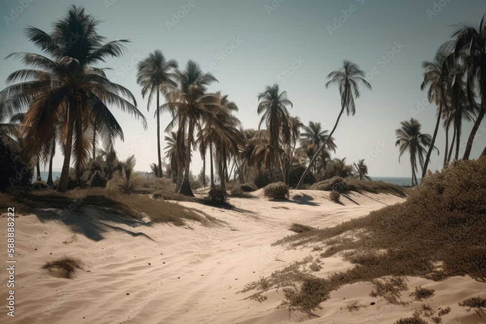 palm trees on the beach - Illustration created with Generative ai
