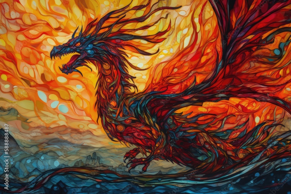 Illustration of a Dragon - Created with generative ai