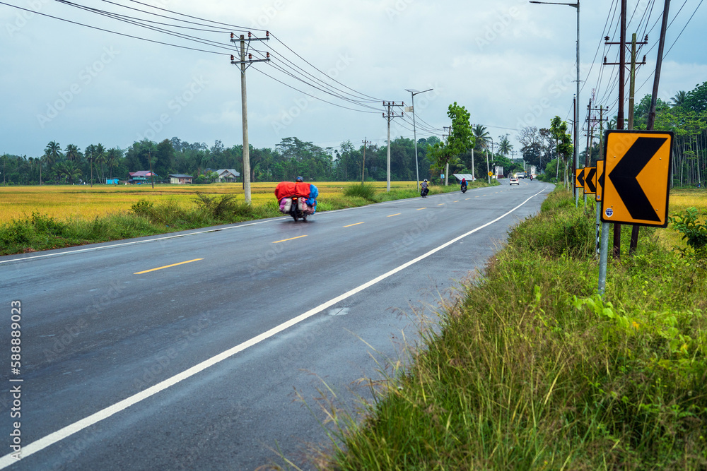 Highway in the countryside in Aceh Indonesia