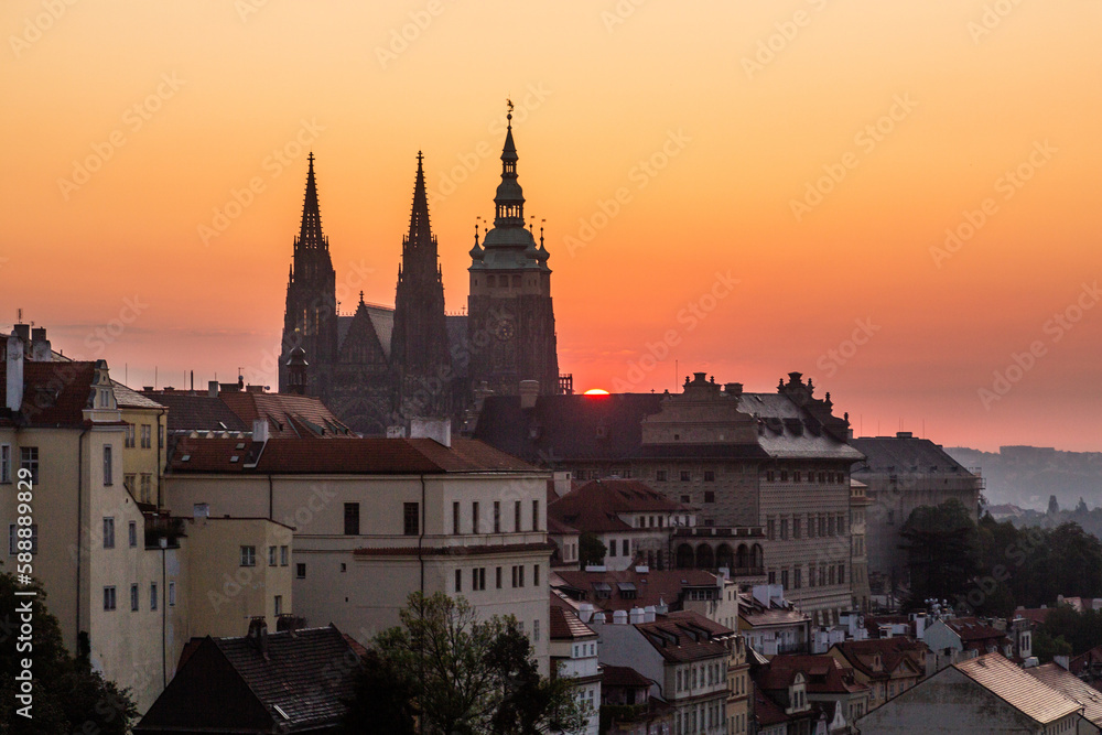 Early morning view of St. Vitus cathedral in Prague, Czech Republic