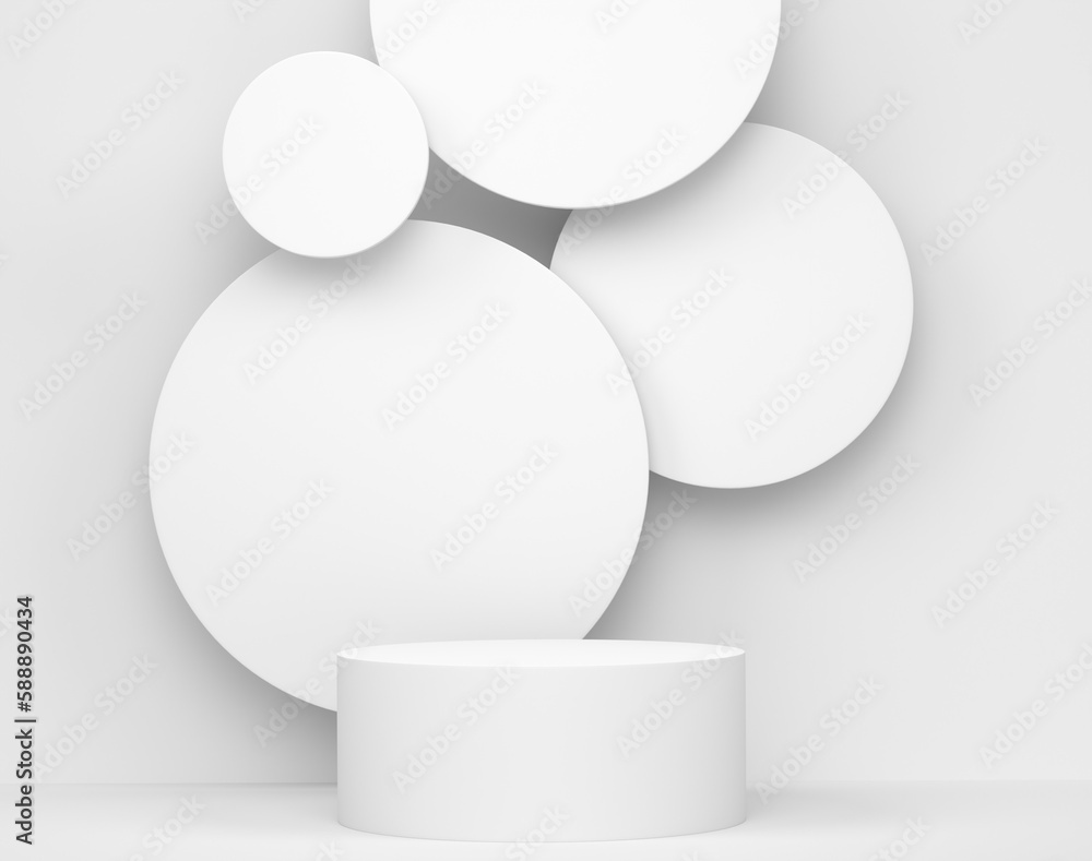 Pastel white cylinder podium with steps on monochrome background Pastel white cylinder podium with steps on monochrome background