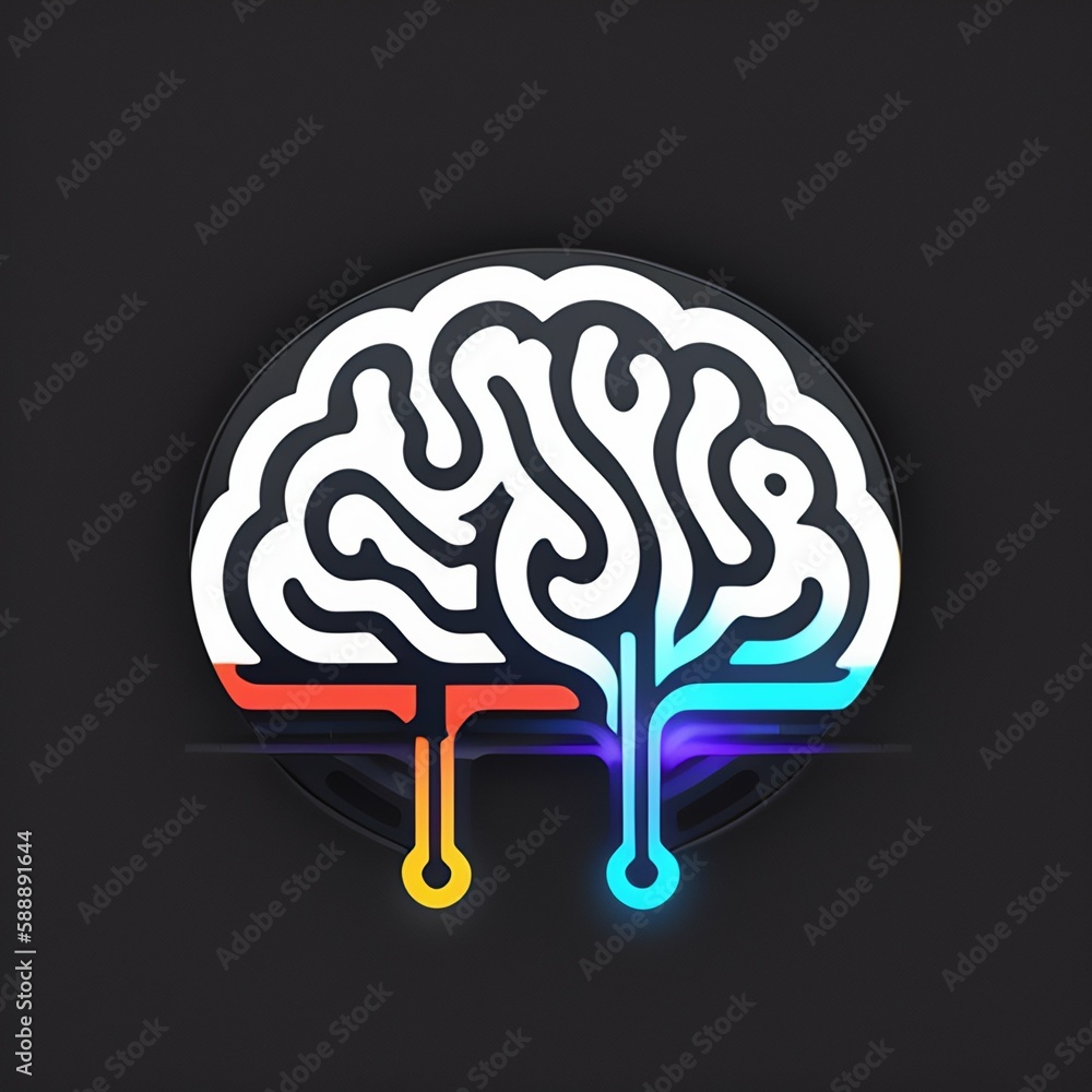 A brain with RGB lighting up with Generative AI A brain with RGB lighting up with Generative AI