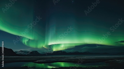 Magical and mystical northern lights  aurora borealis. Generative AI