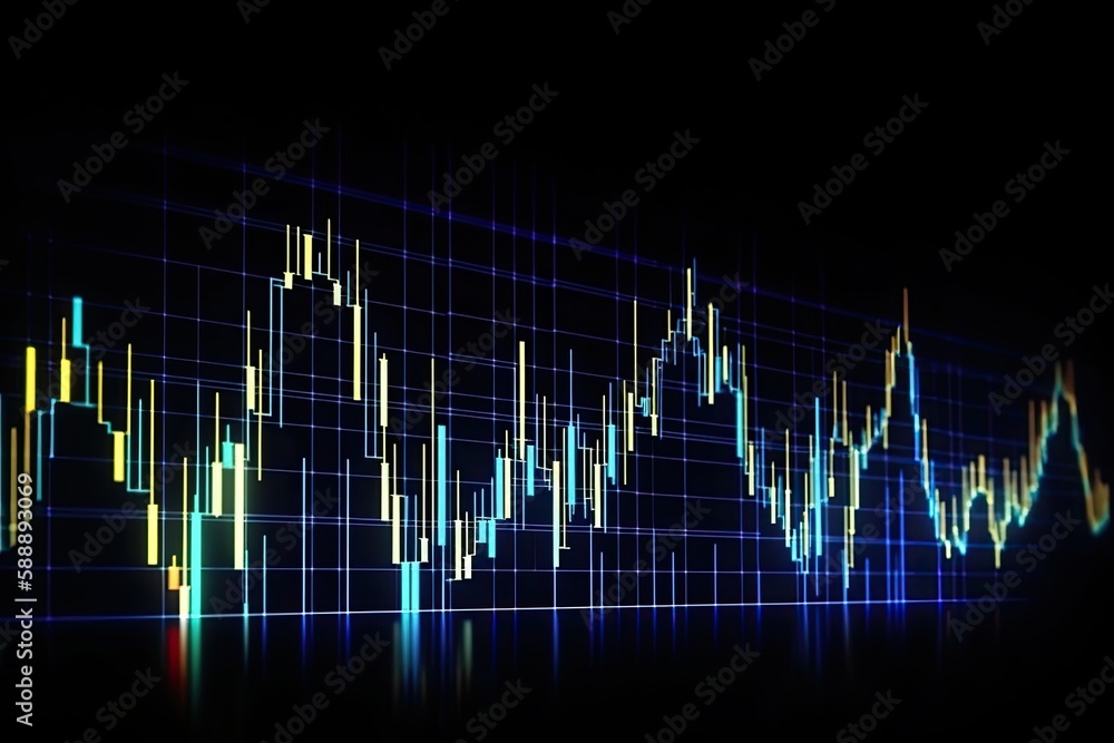 Stock market financial chart on a black background. Generative ai. Stock market financial chart on a black background. Generative ai.