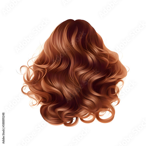 Brown Curly Hair Texture. High quality image created with Generative AI technology.