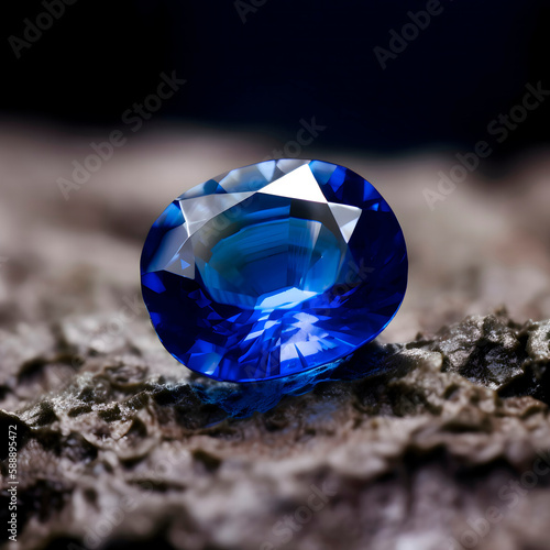 Blue sapphire gemstone created with Generative AI technology.