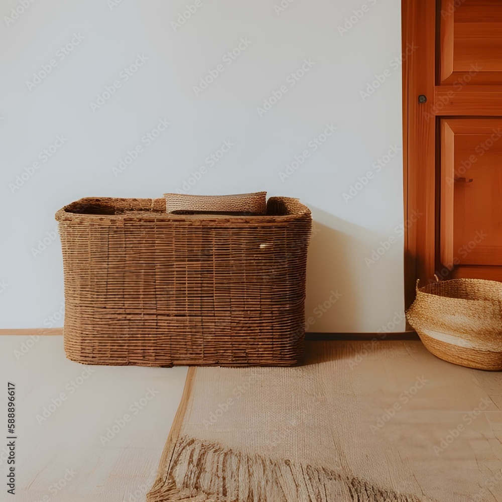 Fototapeta premium Stick basket with minimalist background