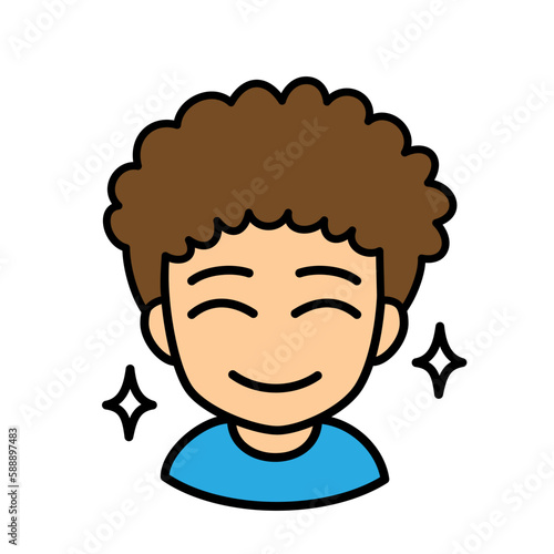 ブログで使えるアイコン　ベクター版　男性02天然パーマ　リラックス顔
