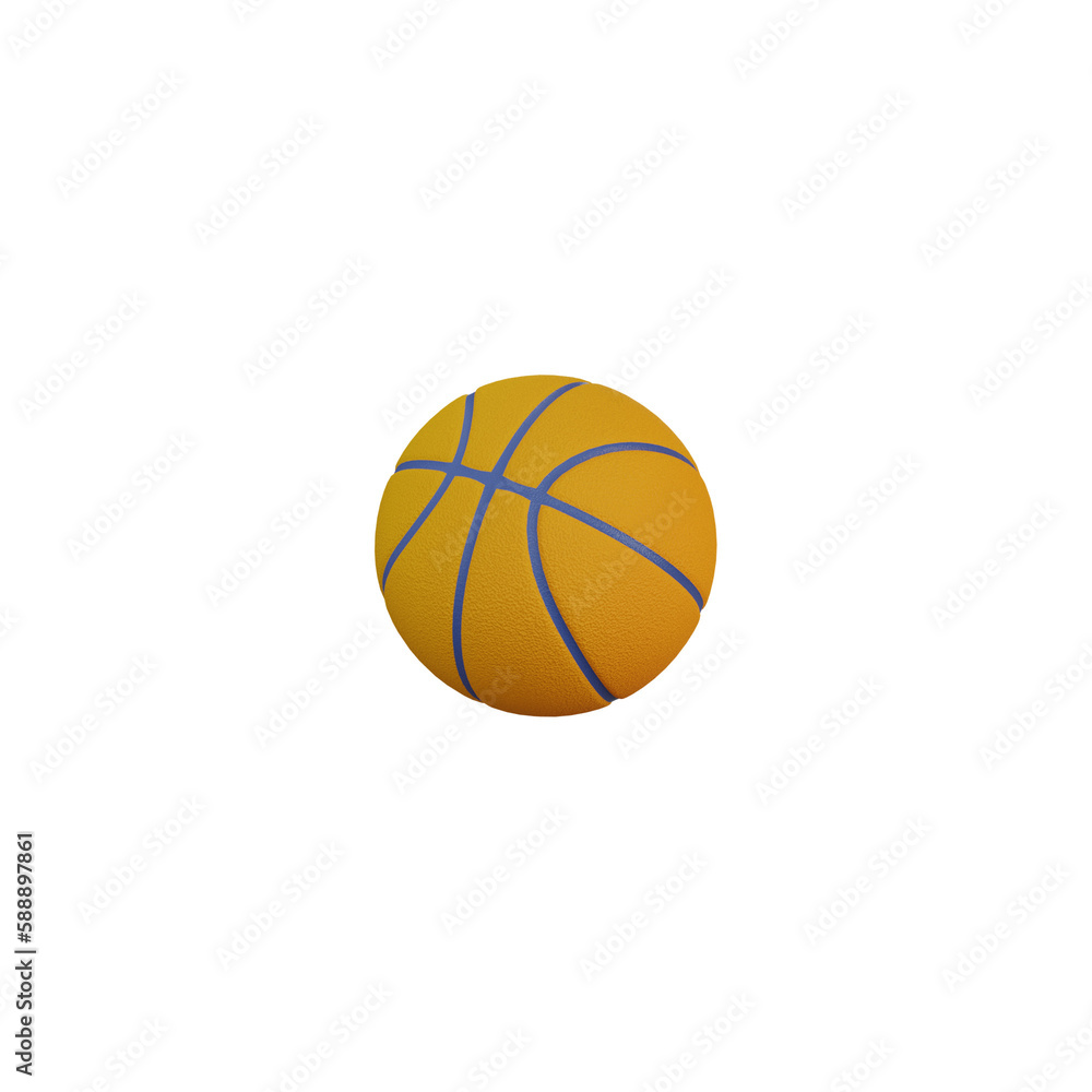 Basketball, 3D render icon leather ball isolated on a white background.