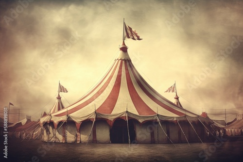 Circus tent vintage digital art. Generate Ai