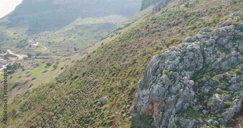 Aerial view of a mountain cliff, Arbel Nature Reserve, Sea of Galilee, Israel. Aerial view of a mountain cliff, Arbel Nature Reserve, Sea of Galilee, Israel.