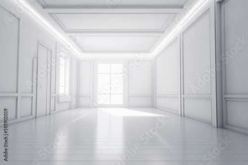 White abstract room. Generate Ai