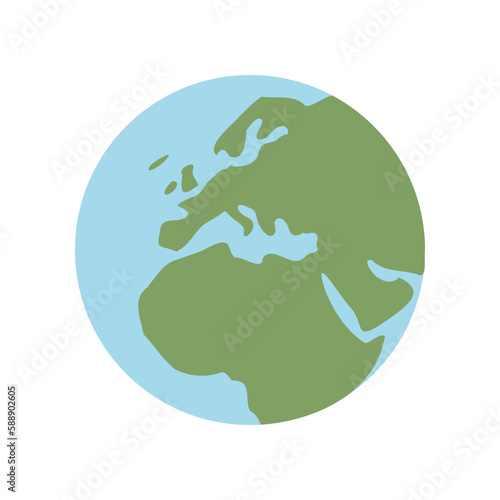 Globe world map. Planet earth flat vector illustration. Doodle map with continents and oceans.