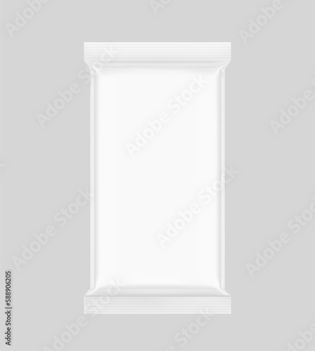 Realistic flow packaging bar  mockup. Flat lay view. Vector illustration. Easy to use for your design on any backgrounds. EPS10.