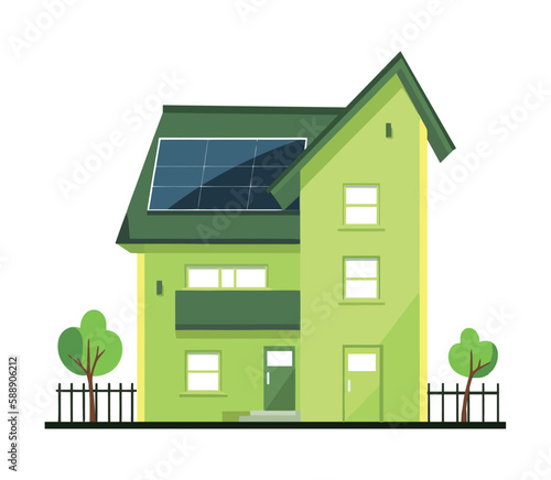 eco house with panel solar