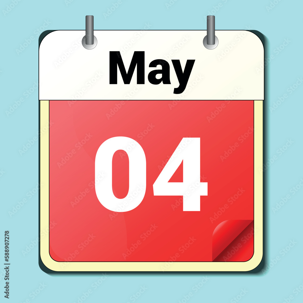 calendar vector drawing, date May 04 on the page calendar vector drawing, date May 04 on the page