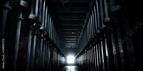 Fototapeta Naklejka Na Ścianę i Meble -  Prison bars and a hallway