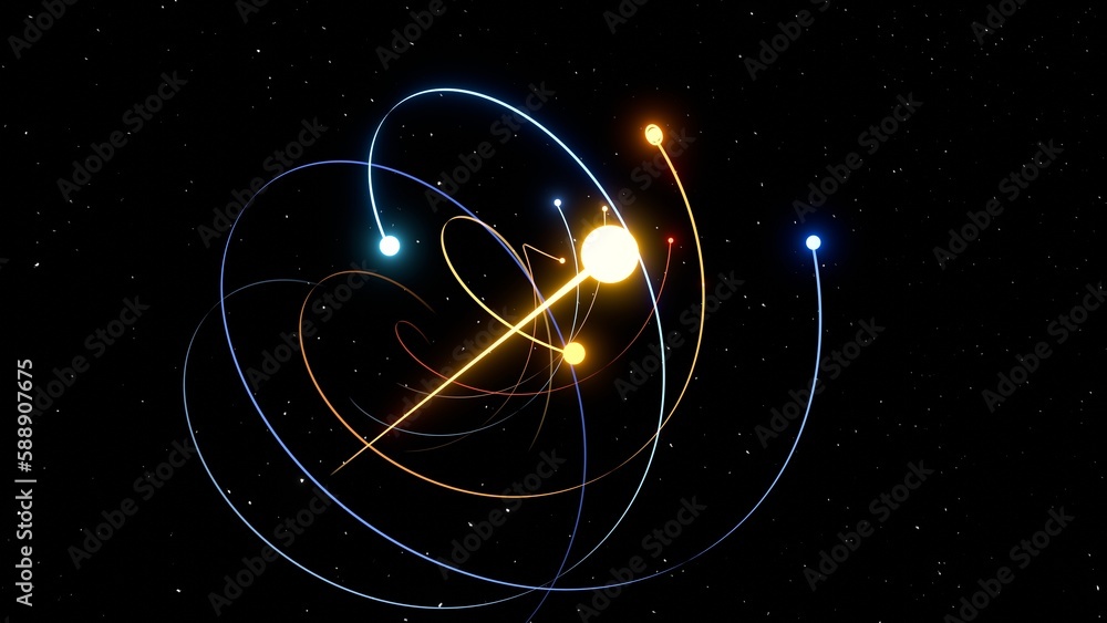 solar system 3d animation, planetary system orbits travelling through ...