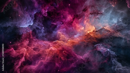 A nebula with vibrant pink and purple hues Generative AI