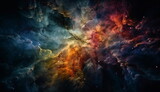 a View of the sky filled with colorful nebulae. Based on Generative Ai.