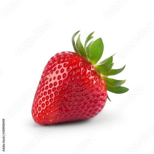 Sweet Strawberry Fruit Juicy Isolated White Background Generative AI