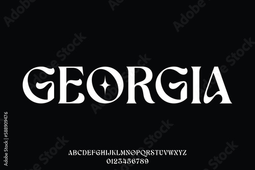 Aesthetic and elegant decorative serif font vector illustration