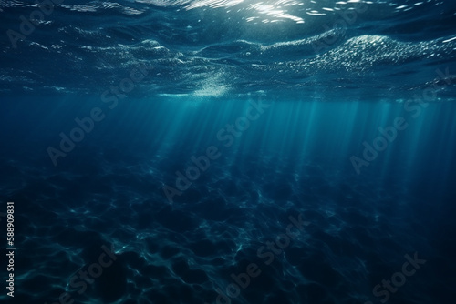 Dark blue ocean surface seen from underwater © Mkorobsky
