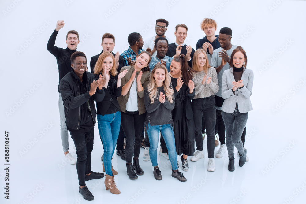 group of happy young people standing together.