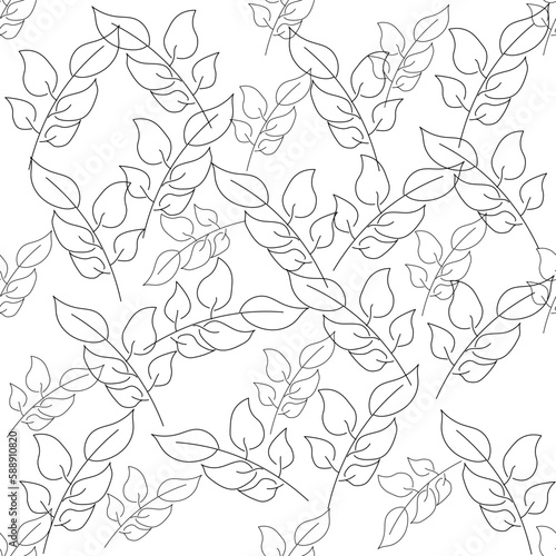 Seamless pattern elegant abstract branches drawn by one line. Vintage Pattern. Geometric ornament. Use for wallpaper  print packaging paper  textiles