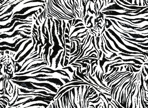 Abstract animal monochrome seamless texture with tiger skin imitation. High quality illustration for trendy home textile, bedding, wallpaper, apparel fabric, package.