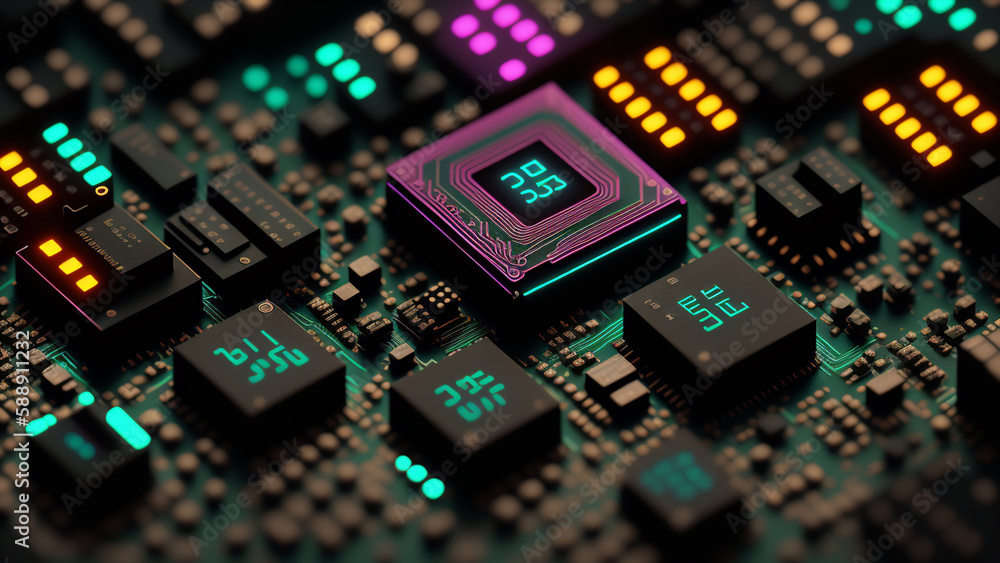 Obraz premium テクノロジー CPU 回路 イメージ デジタル 半導体 コンデンサー 接写