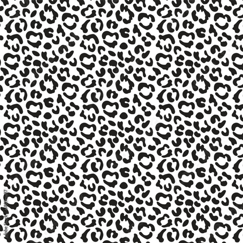 Leopard black and white seamless pattern