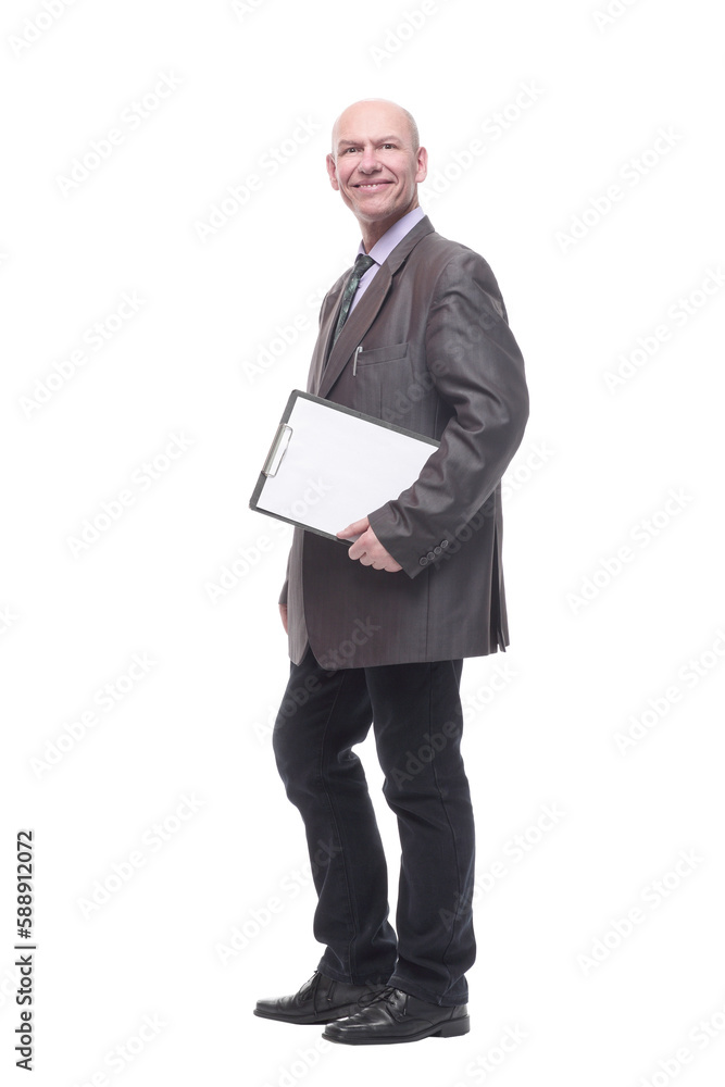 Executive business man with clipboard. isolated on a white Executive business man with clipboard. isolated on a white