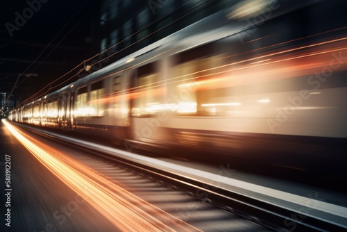 Fast futuristic train. Motion blur. AI generated, human enhanced © top images