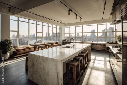 Opulent New York Penthouse: Luxury Living at Its Finest. Generative AI © Milos Stojiljkovic