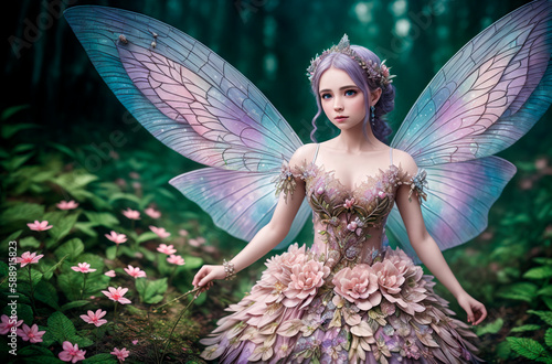 Fotografie, Obraz Beautiful fairy girl. Generative AI.