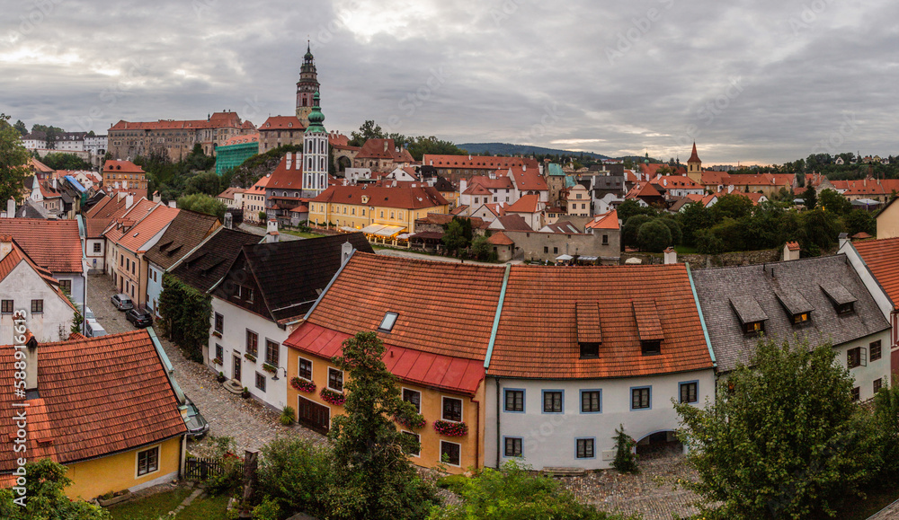 Skyline of the old town in Cesky Krumlov, Czech Republic