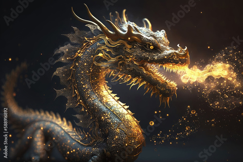 golden Asian dragon © natalikp