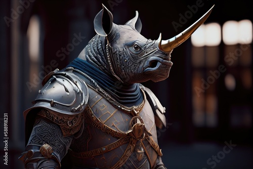 rhinoceros in a knight armor